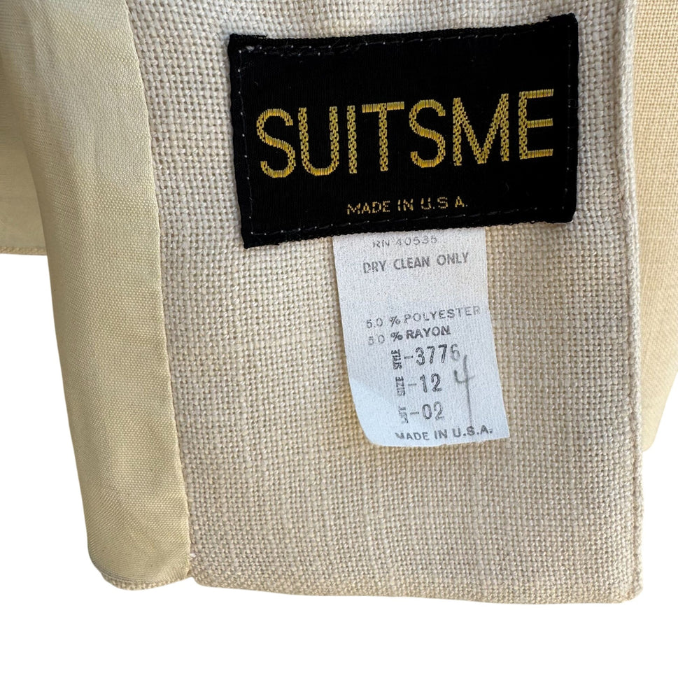 Suits Me Vintage Tan Womens Single Breasted 1 Button Linen Look Blazer Jacket 12