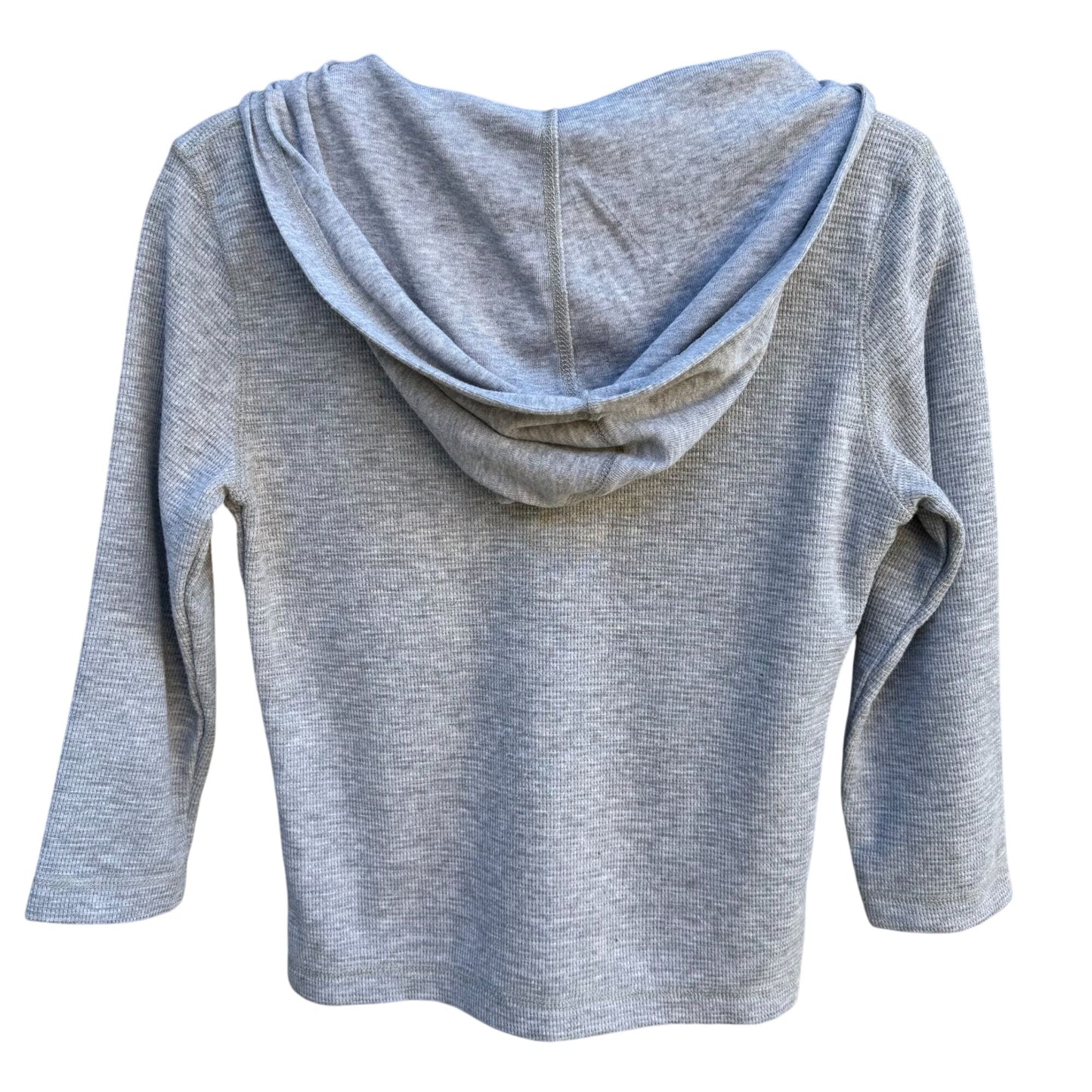 Metro Girl Vintage Y2K Gray Thermal Cropped Rhinestone V Neck Skater Hoodie Top