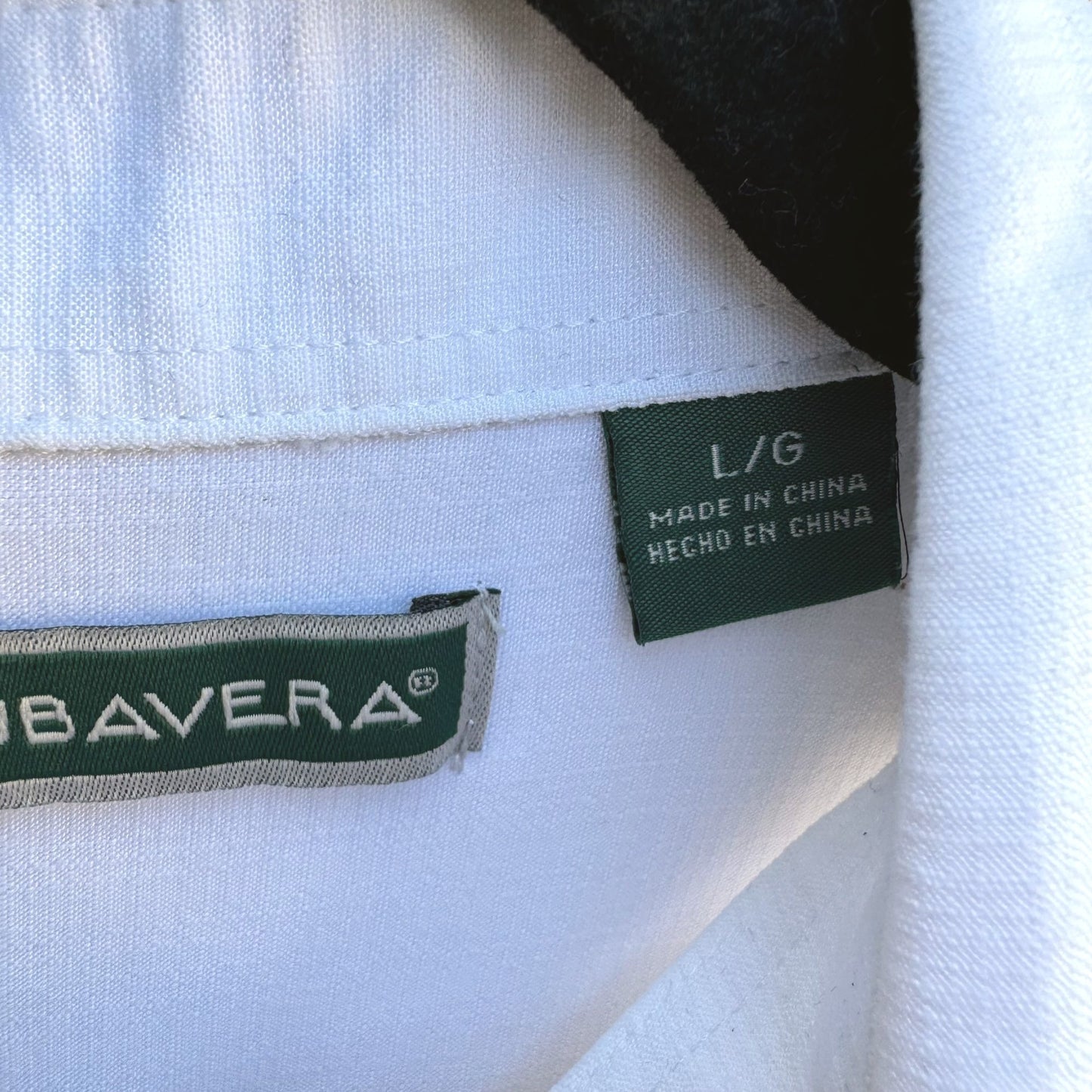 Cubavera Mens Embroidered White Cotton Linen Short Sleeve Button-Up Shirt Large