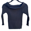 Switch Bisou Jeans Vintage Y2K Black Ribbed Knit Fitted Top L Silk Blend Off-Shoulder 3 image