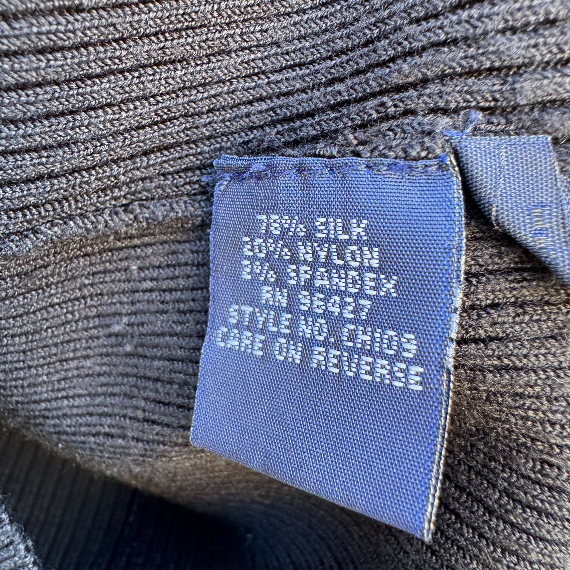 Bisou Jeans Vintage Y2K Black Ribbed Knit Fitted Top L Silk Blend Off-Shoulder