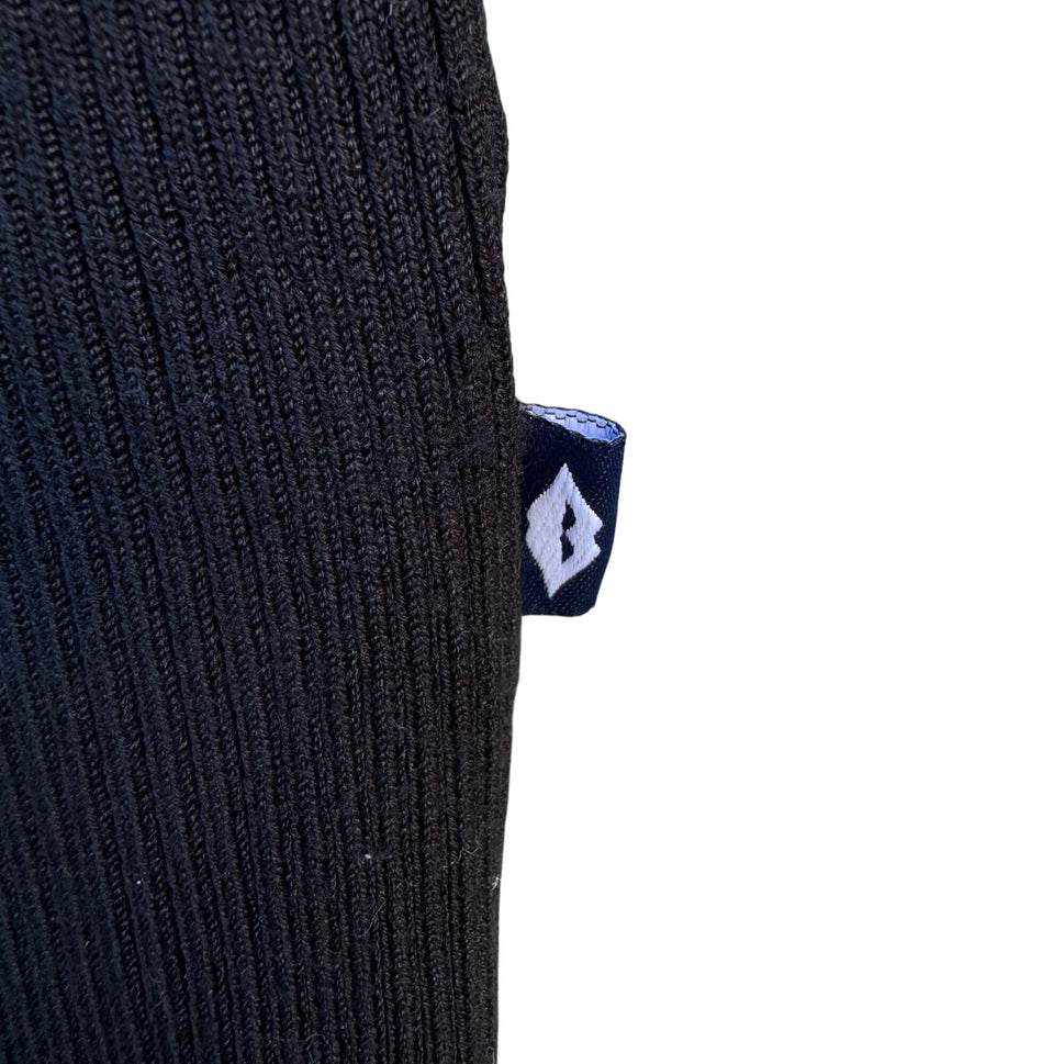 Bisou Jeans Vintage Y2K Black Ribbed Knit Fitted Top L Silk Blend Off-Shoulder