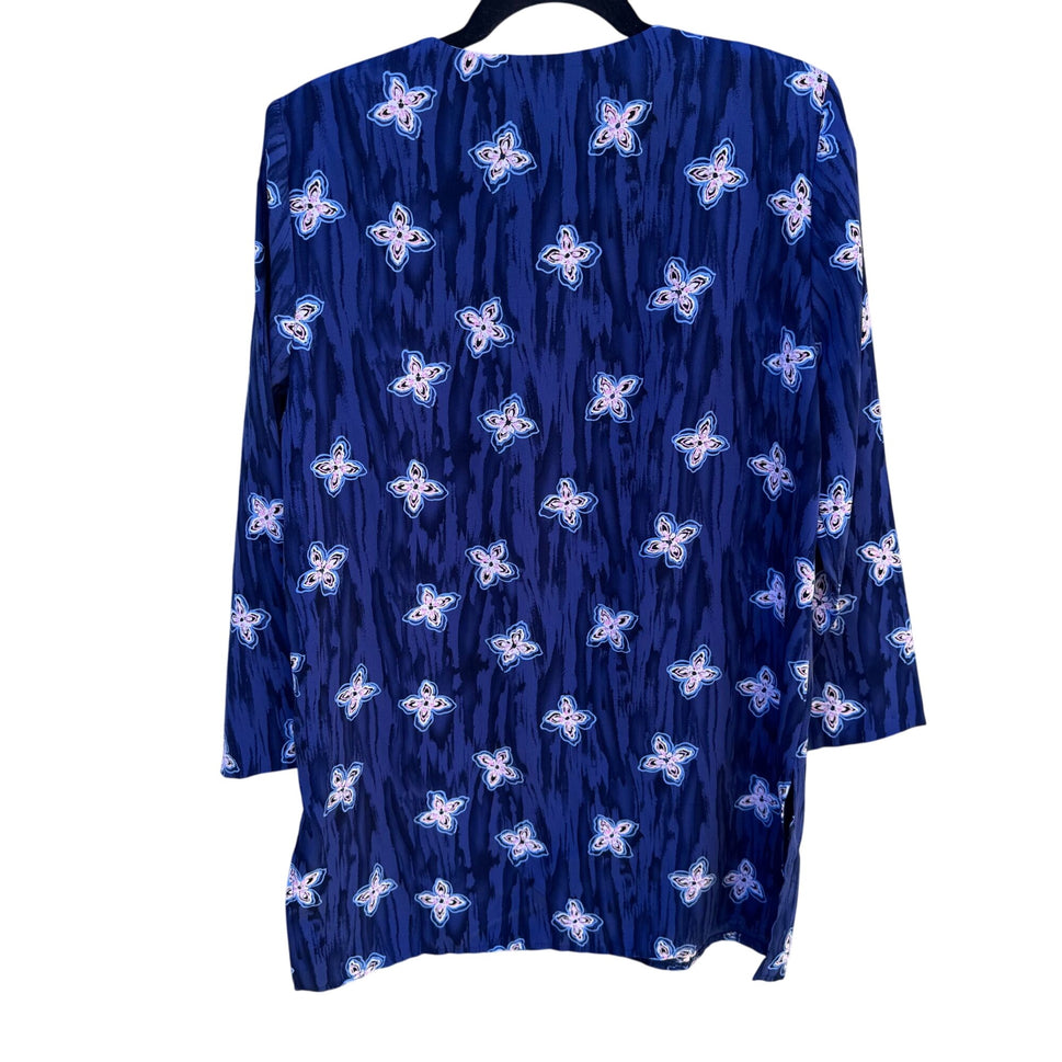 Graver Studio Vintage Womens Floral Watercolor Long Sleeve Button Down Shirt S