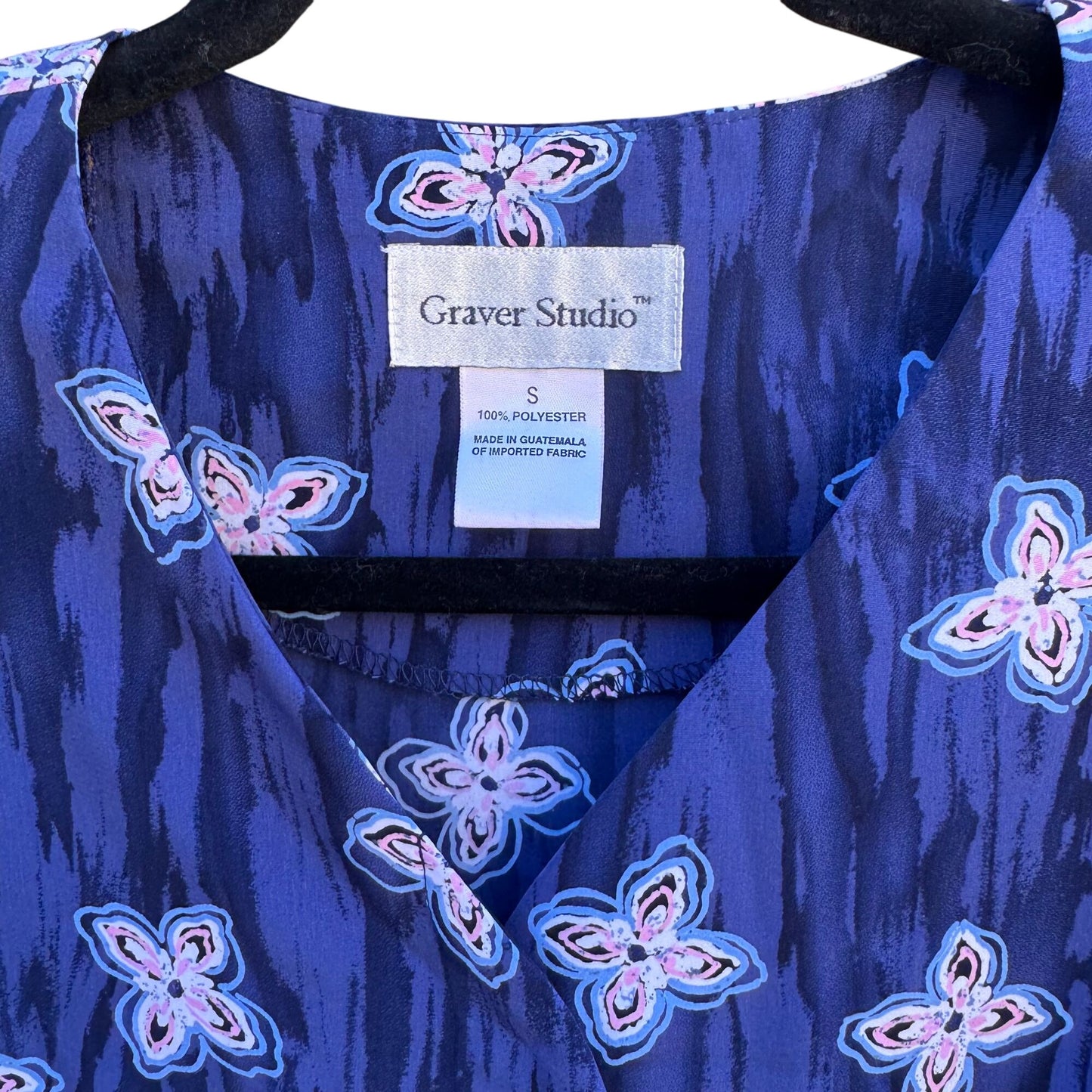 Graver Studio Vintage Womens Floral Watercolor Long Sleeve Button Down Shirt S