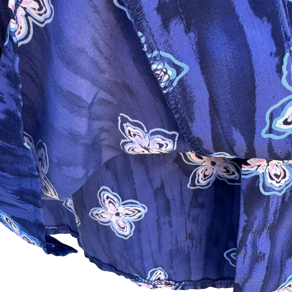 Graver Studio Vintage Womens Floral Watercolor Long Sleeve Button Down Shirt S