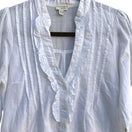 Switch Odille Womens White Linen Ruffle Pleated Front Button-Up Tie Back Blouse - 6 2 image