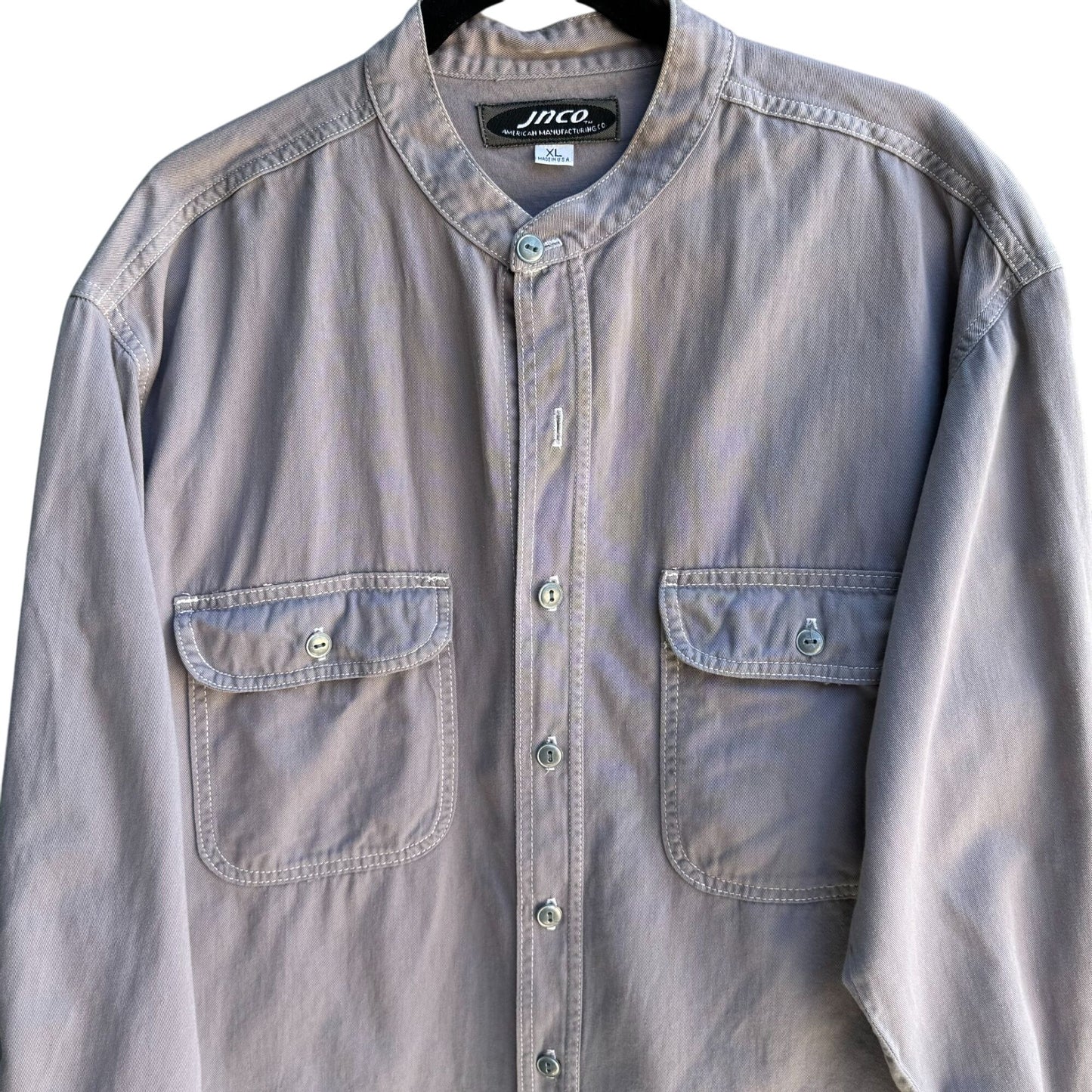 JNCO Vintage Y2K Mens Gray Button-Up American Made Long Sleeve Street Shirt XL