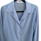 Switch Dorce Vintage 70s Blue White Diagonal Stripe Long Sleeve Button Down Blouse Top 3 image