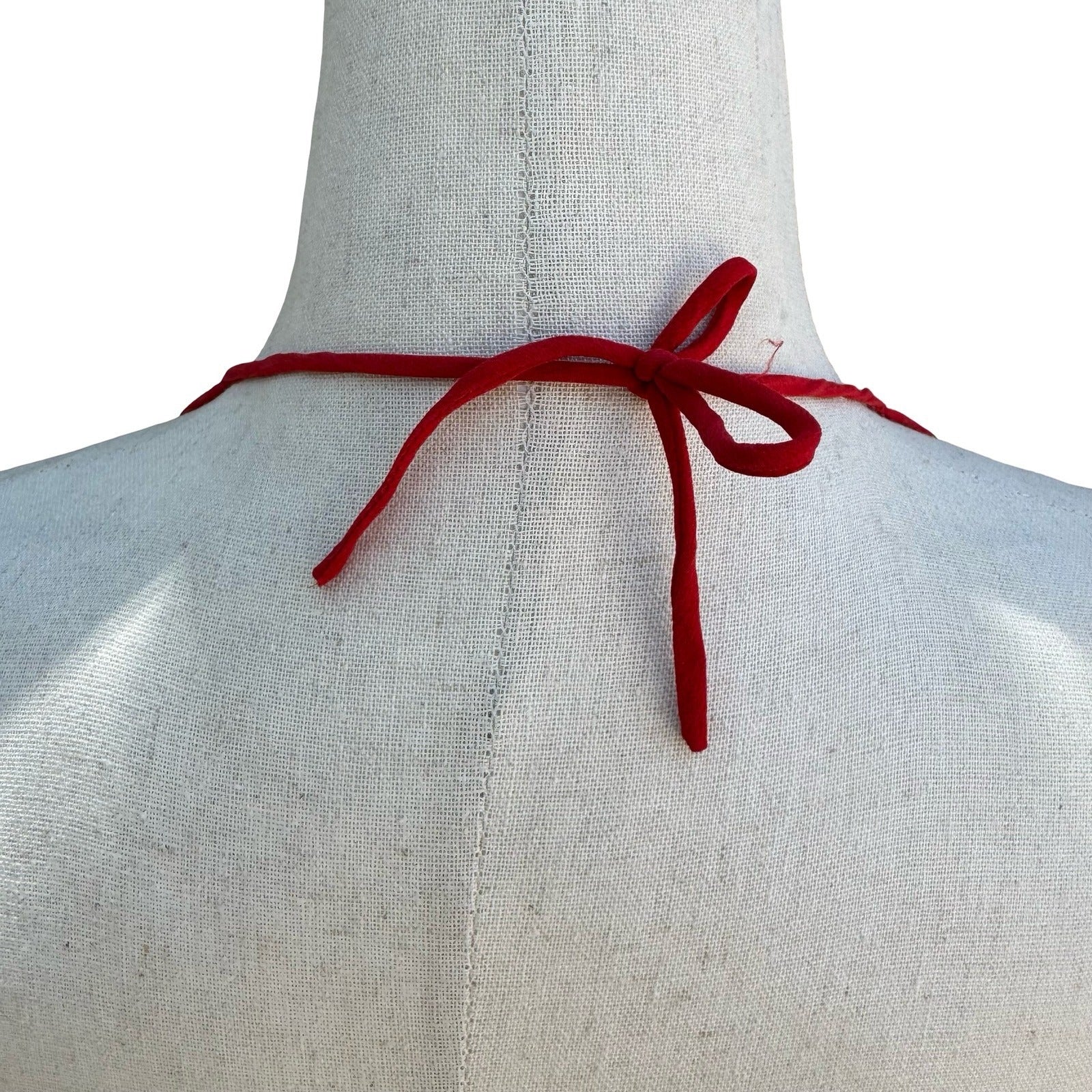 Silks Vintage Silk Red Halter Top Sheer Chiffon Hem Open Back Tie V-Neck S/M