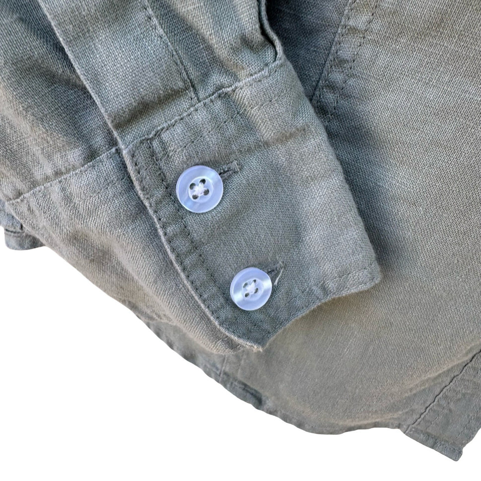 The Territory Ahead Womens Sage Green 100% Linen Lagenlook Button Down Shirt MP
