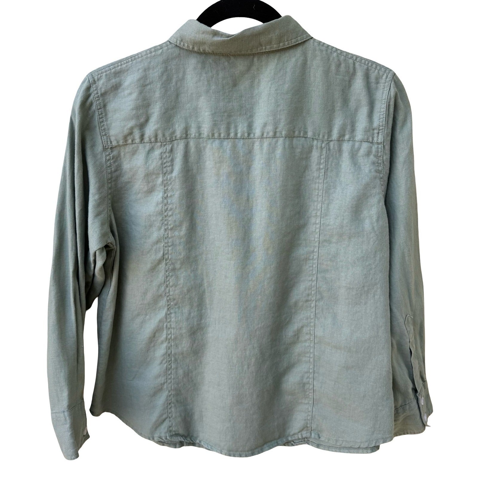 The Territory Ahead Womens Sage Green 100% Linen Lagenlook Button Down Shirt MP