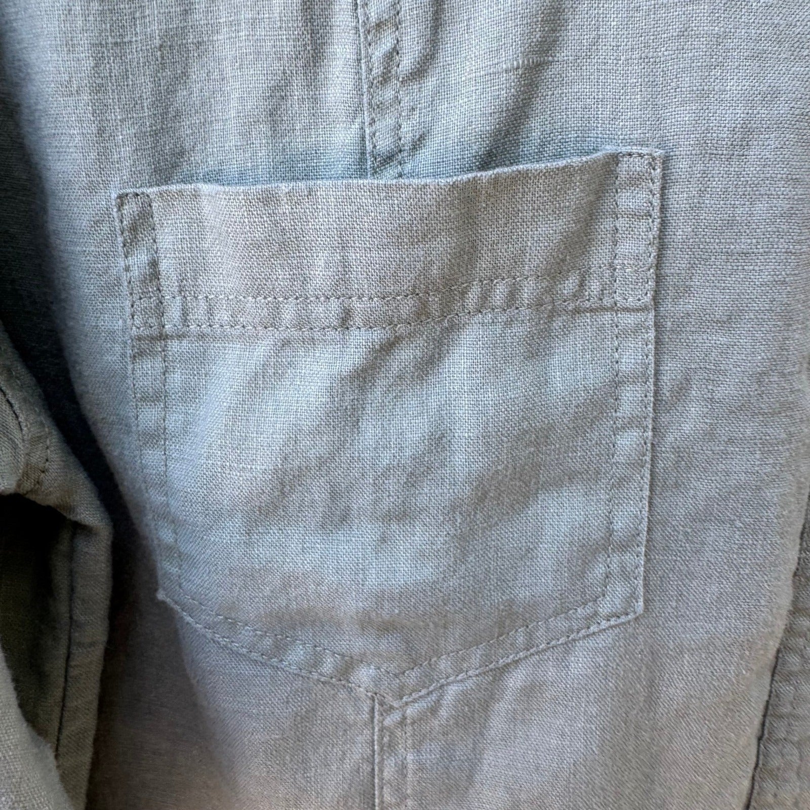 The Territory Ahead Womens Sage Green 100% Linen Lagenlook Button Down Shirt MP