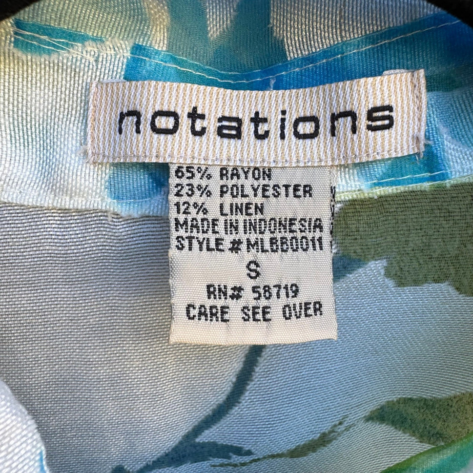 Notations Coastal Cottagecore Airy Ethereal Floral Sheer Linen Blend Blouse S