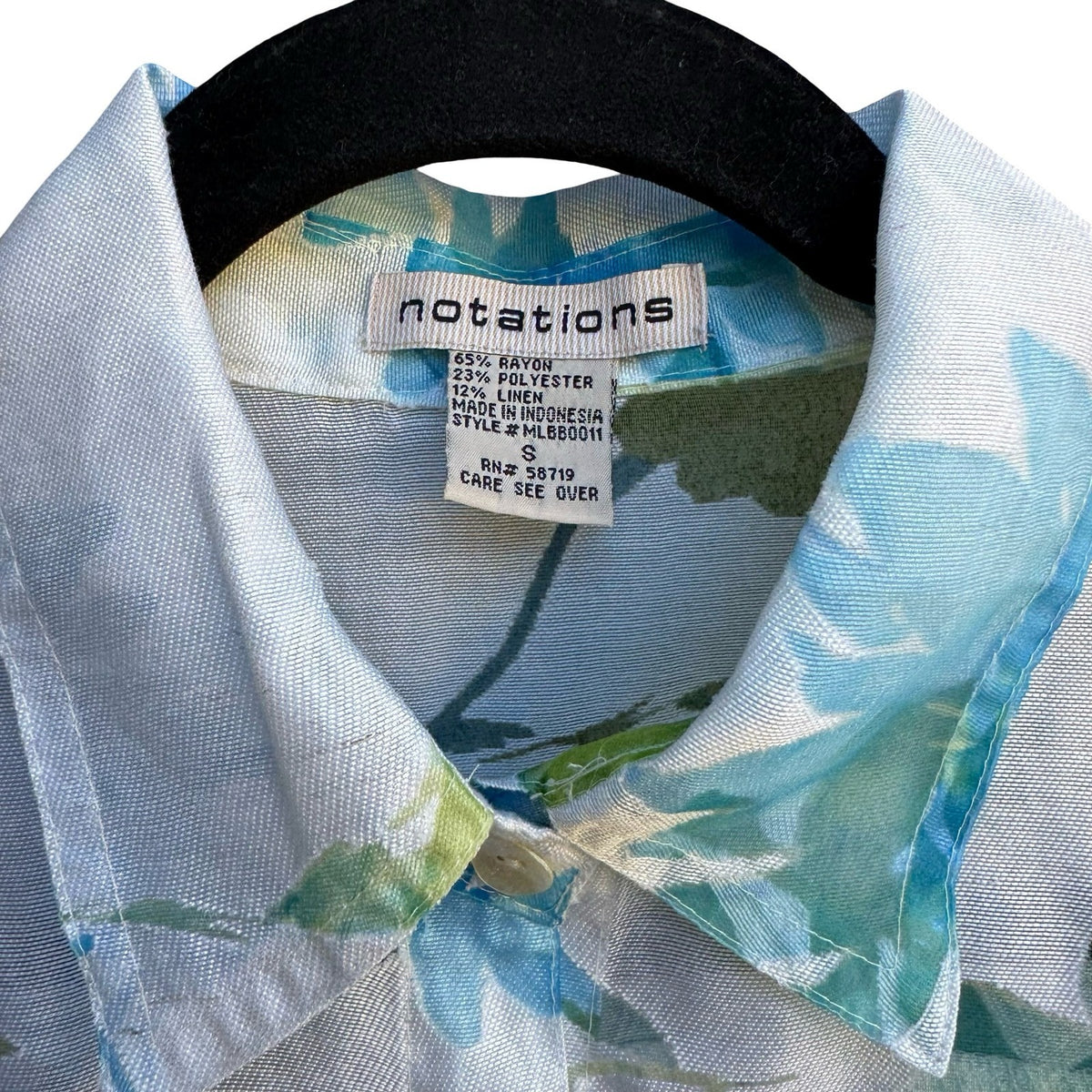 Notations Coastal Cottagecore Airy Ethereal Floral Sheer Linen Blend Blouse S