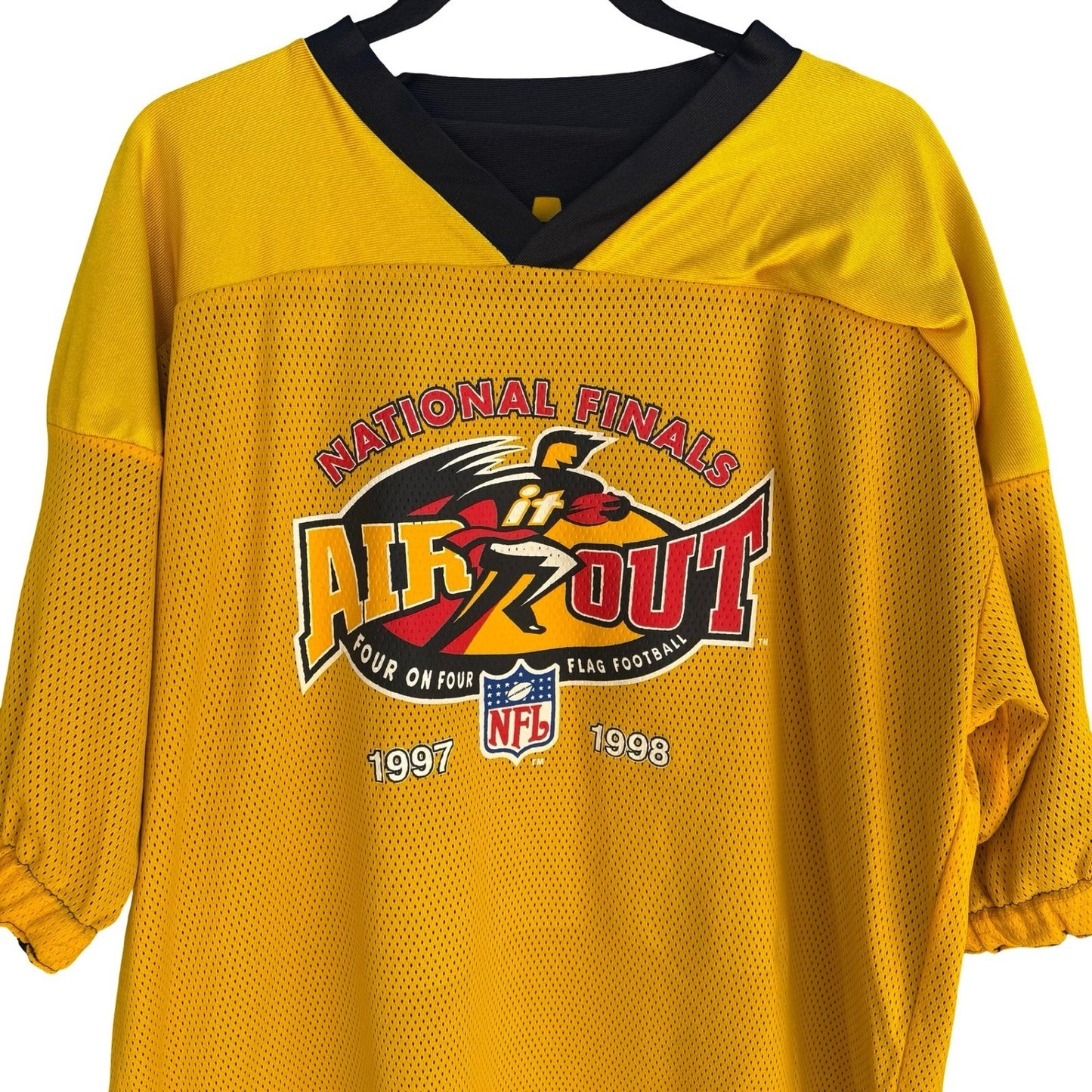 Vintage 1997-1998 NFL Air It Out National Final Reversible Jersey Yellow Black L