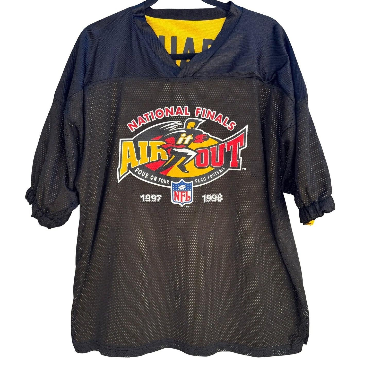 Vintage 1997-1998 NFL Air It Out National Final Reversible Jersey Yellow Black L
