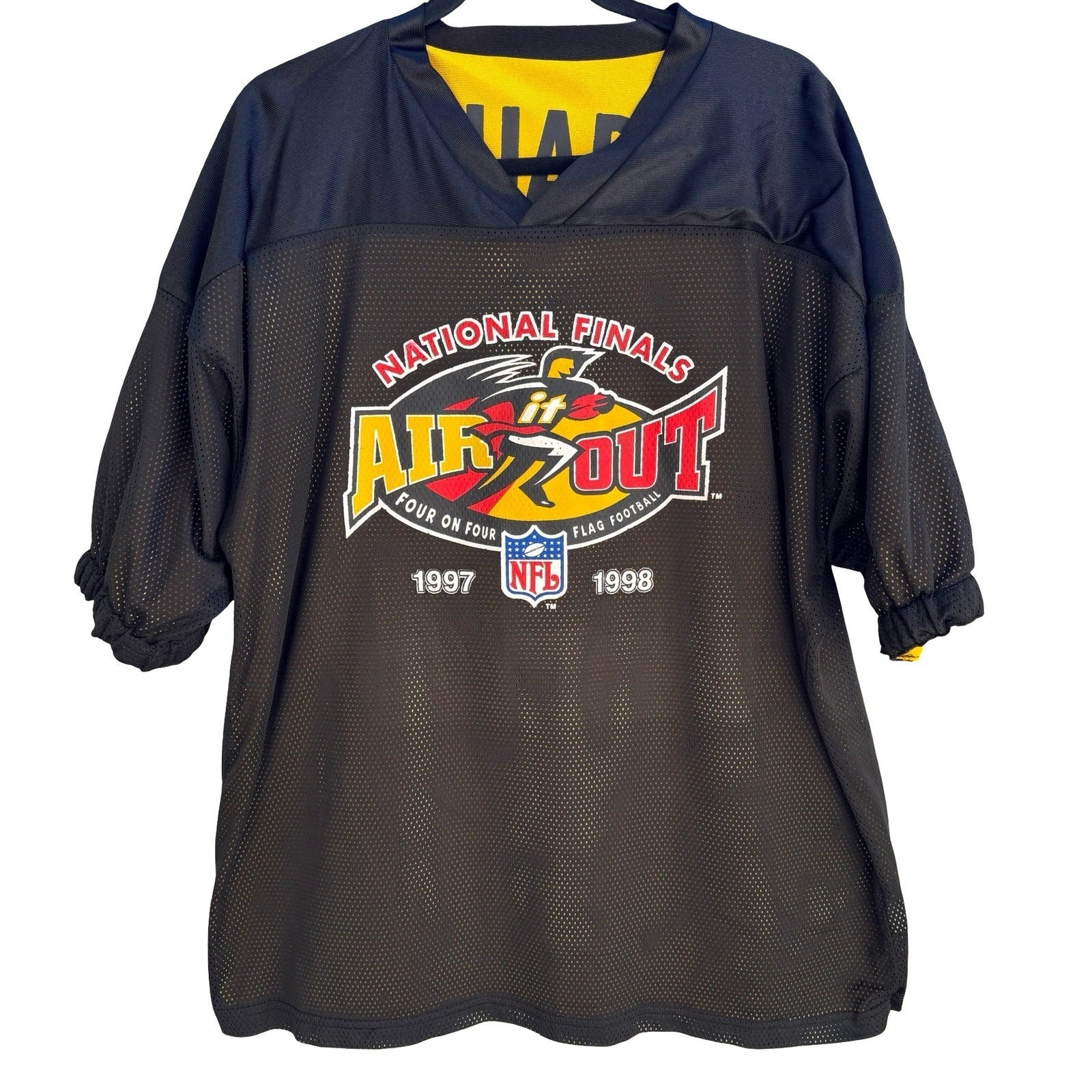 Vintage 1997-1998 NFL Air It Out National Final Reversible Jersey Yellow Black L