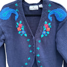 Switch Maggie Lawrence Vintage Womens Embroidered Floral Navy Cardigan Knit Sweater M 2 image