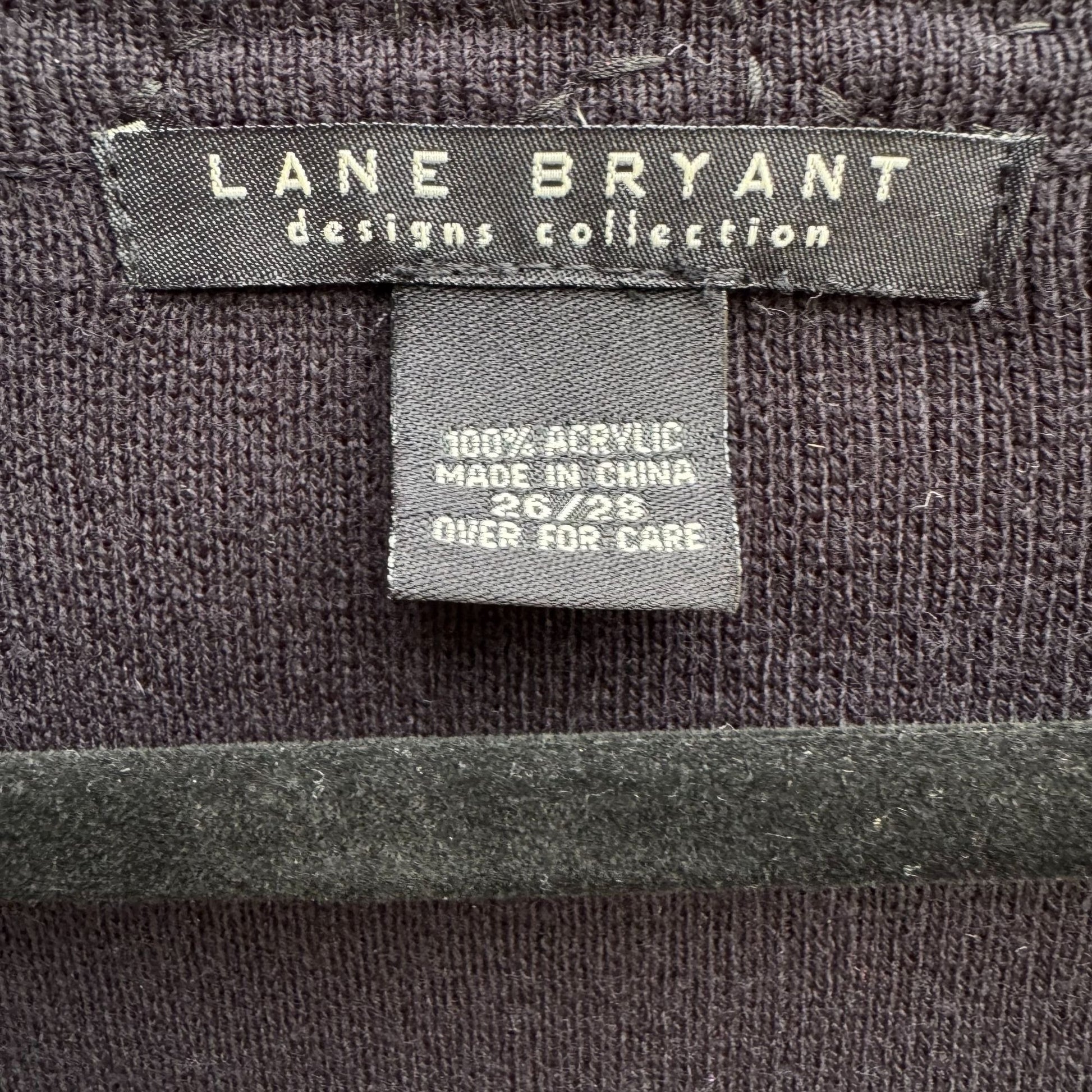 Lane Bryant Designs Collection Womens Black Beaded Knit Cardigan Sweater 26/28