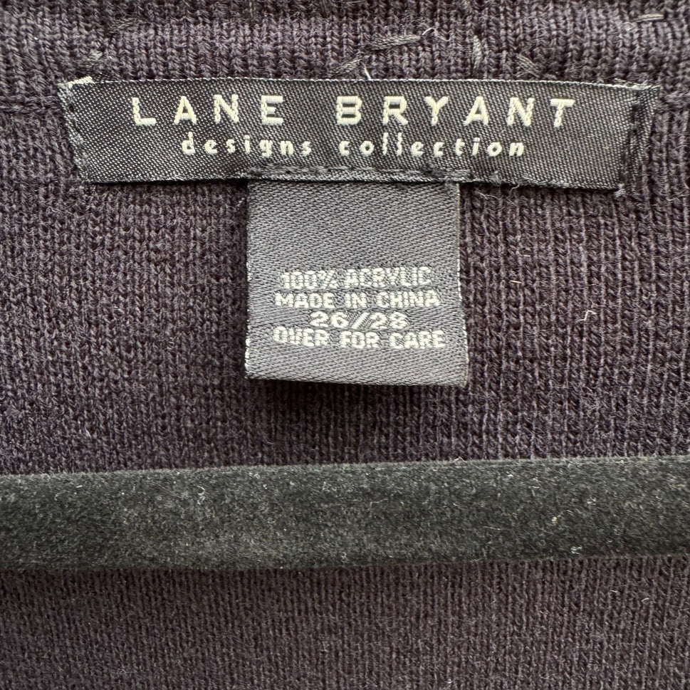 Lane Bryant Designs Collection Womens Black Beaded Knit Cardigan Sweater 26/28