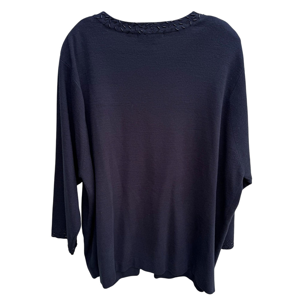 Lane Bryant Designs Collection Womens Black Beaded Knit Cardigan Sweater 26/28