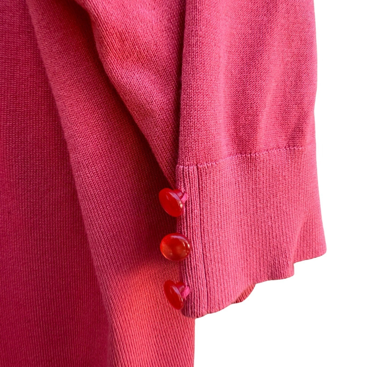 Jeanne Pierre Coral Open Front 3/4 Sleeve Button Cuff Knit Cardigan SweaterXL