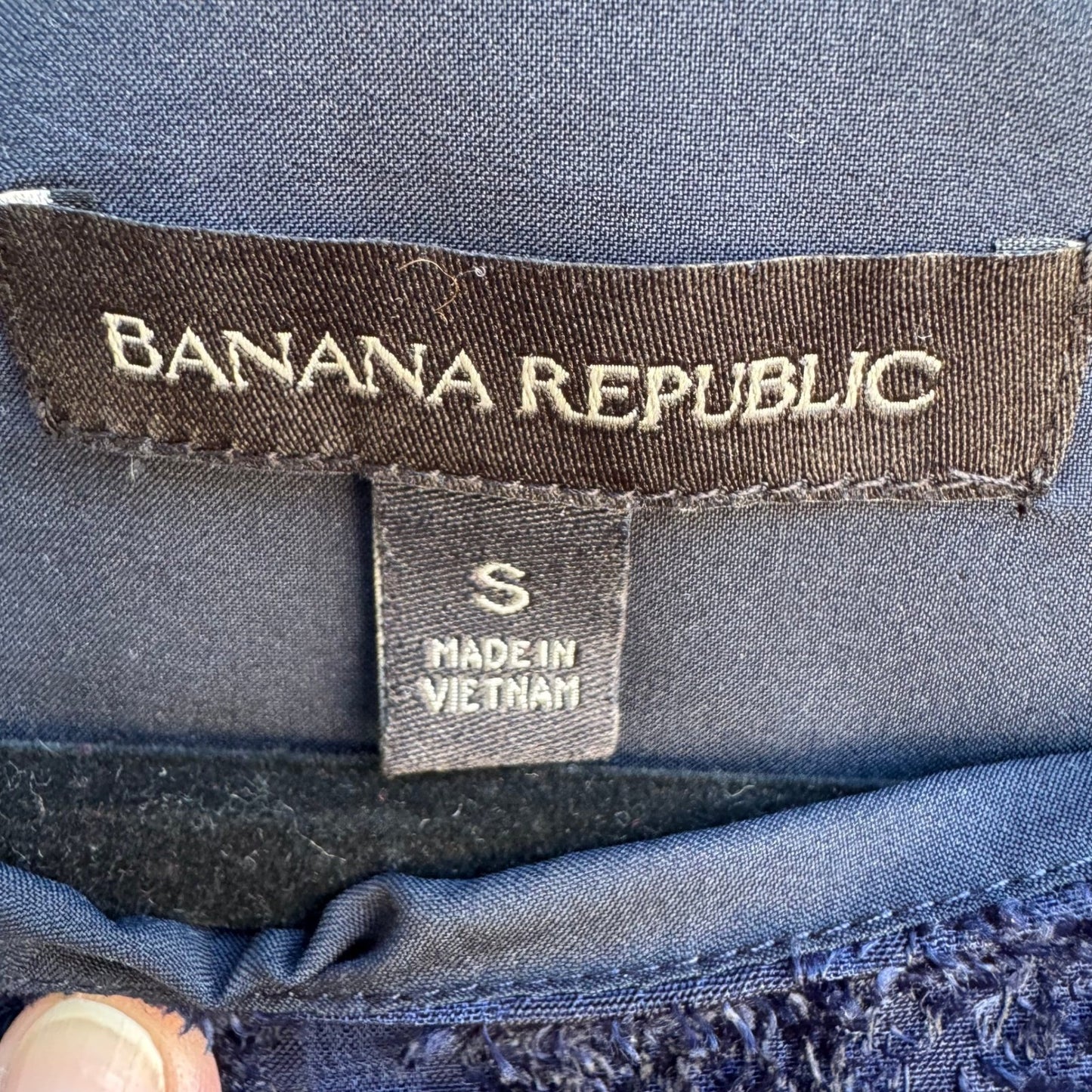Banana Republic Boho Floral Burnout Boatneck Feminine Sheer Blouse Navy Womens S