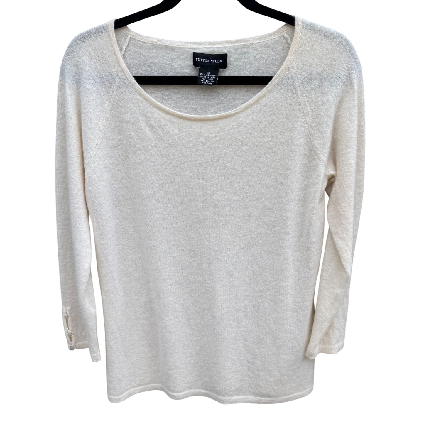 Sutton Studio Womens XL Luxury Cashmere Knit Scoop Neck Sweater Minimalist
