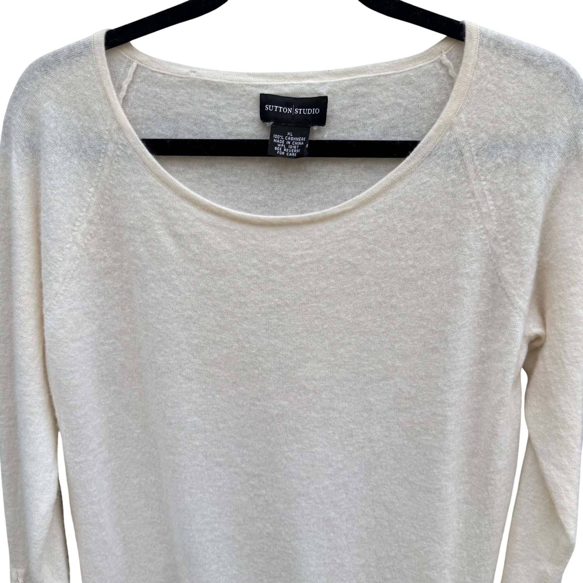 Sutton Studio Womens XL Luxury Cashmere Knit Scoop Neck Sweater Minimalist
