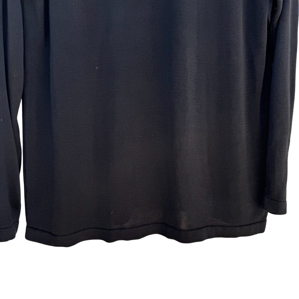 Womens Black Long-Sleeve Knit Crewneck Long Sleeve Minimalist Shirt Blouse Top