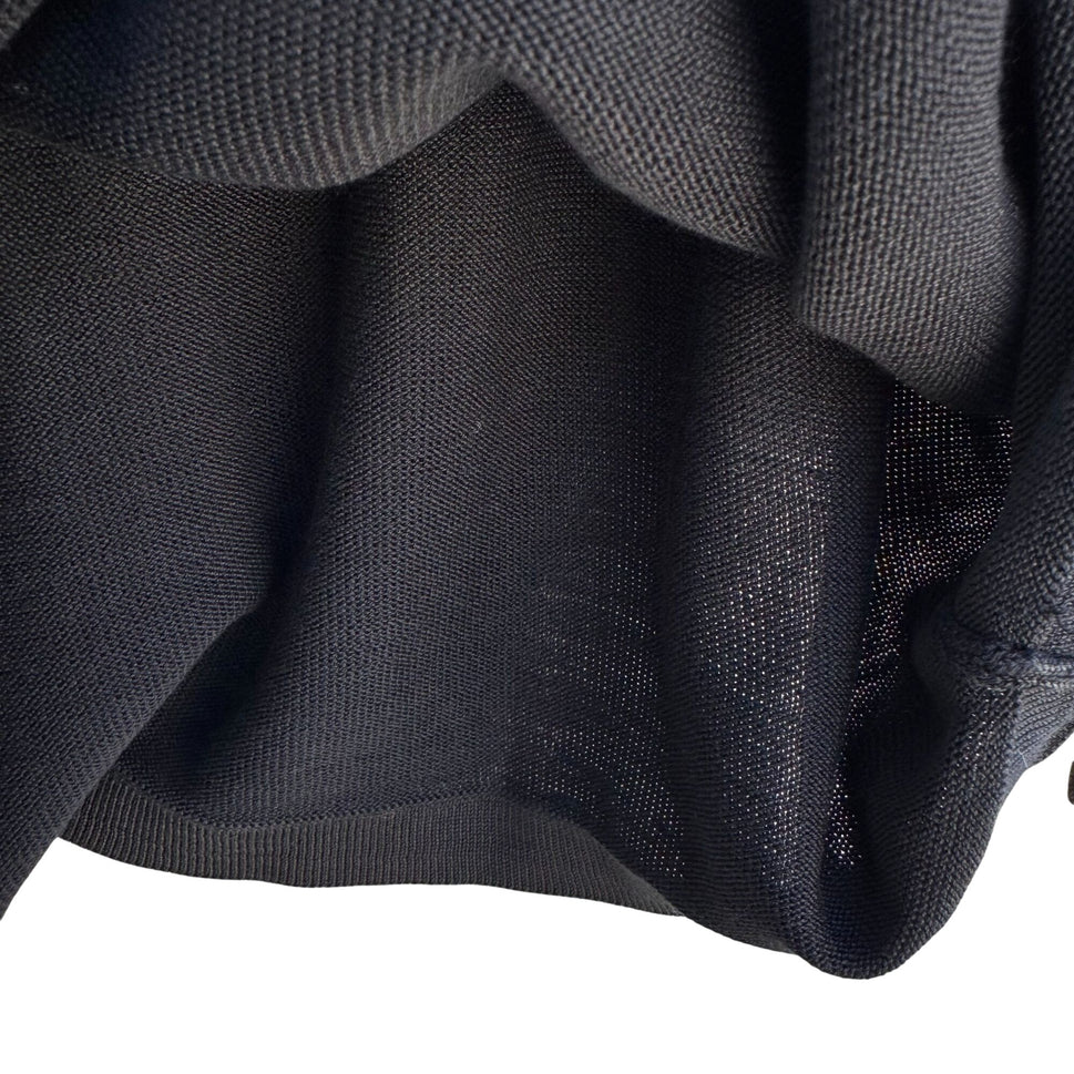 Womens Black Long-Sleeve Knit Crewneck Long Sleeve Minimalist Shirt Blouse Top