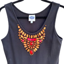 Switch Dg2 By Diane Gilman Black Wooden Red Beaded Embellished Shirt Blouse Tank Top M 2 image