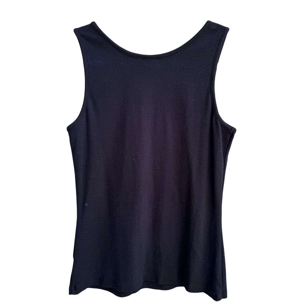 Dg2 By Diane Gilman Black Wooden Red Beaded Embellished Shirt Blouse Tank Top M