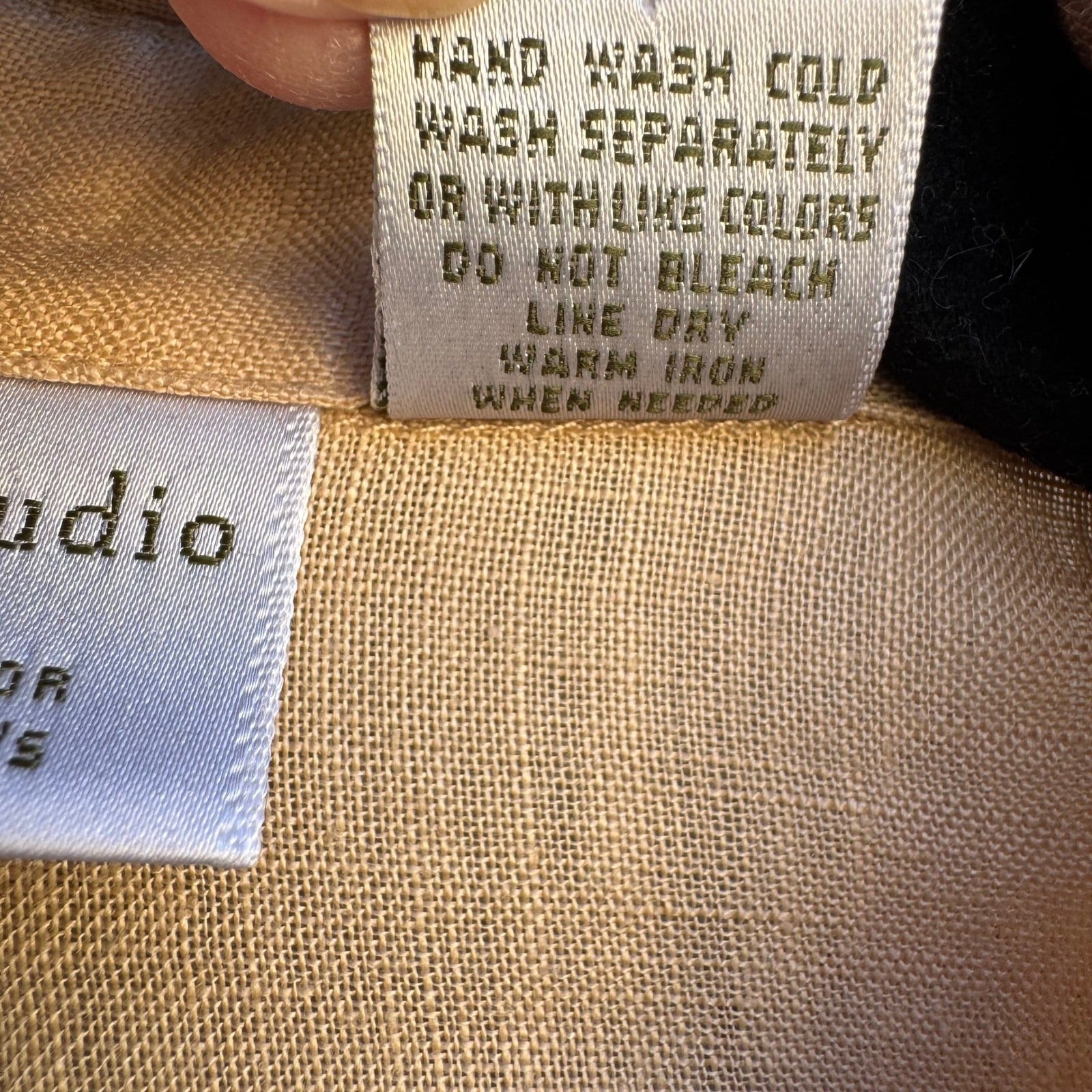 Sutton Studio Womens Tan 100% Linen 2 Piece Set Button Down Shirt Tank Top L