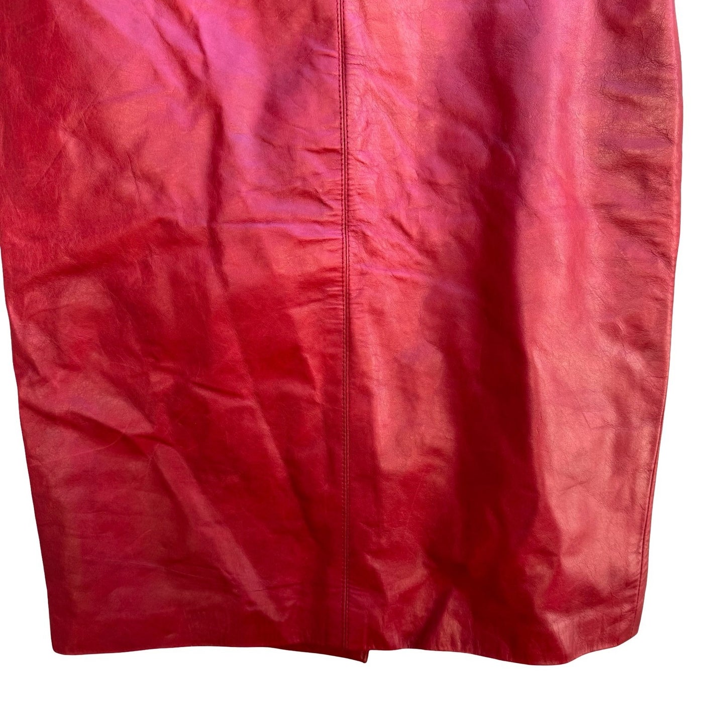 Laundry Shelli Segal Vintage Y2K Red Leather Biker Chic Moto Edgy Pencil Skirt 2