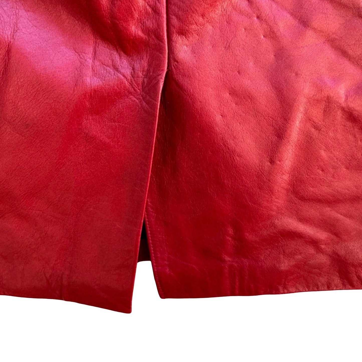 Laundry Shelli Segal Vintage Y2K Red Leather Biker Chic Moto Edgy Pencil Skirt 2