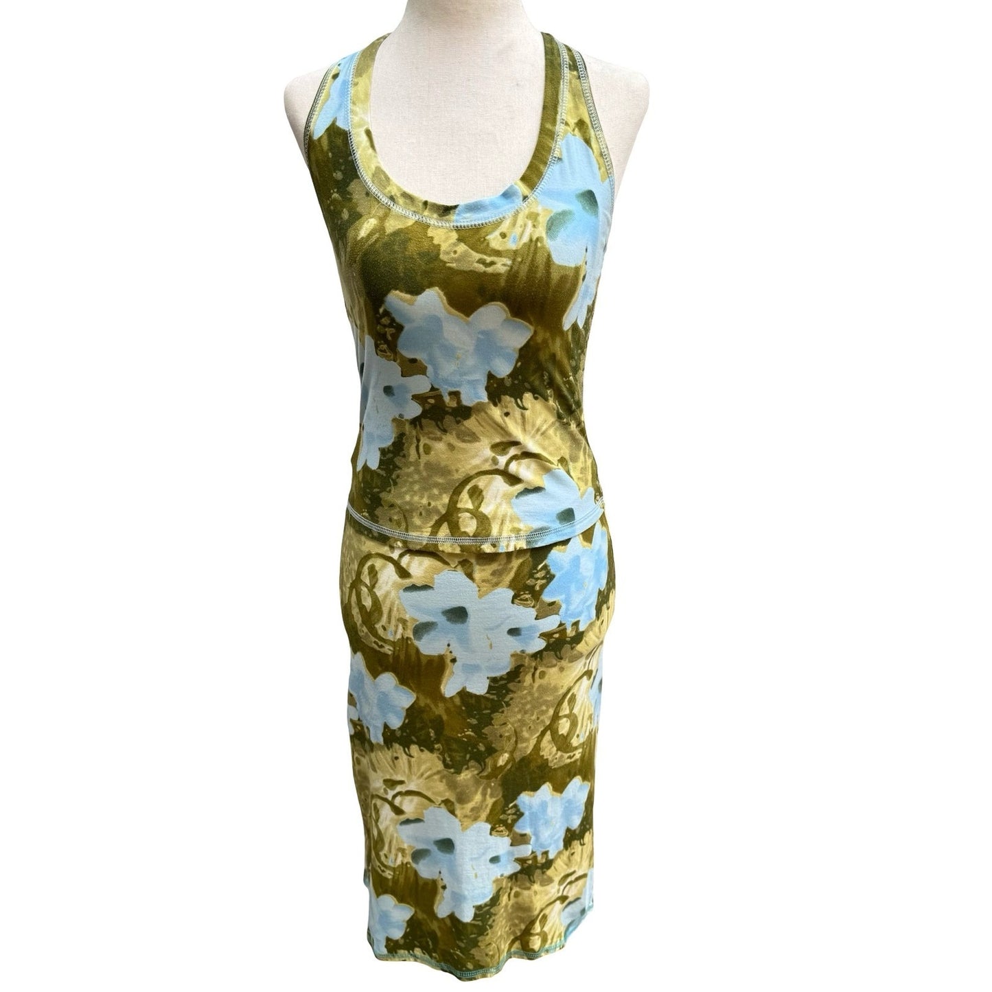 Jean Paul Gaultier Soleil French Vintage 90s Y2K Floral Halter Top Midi Skirt S