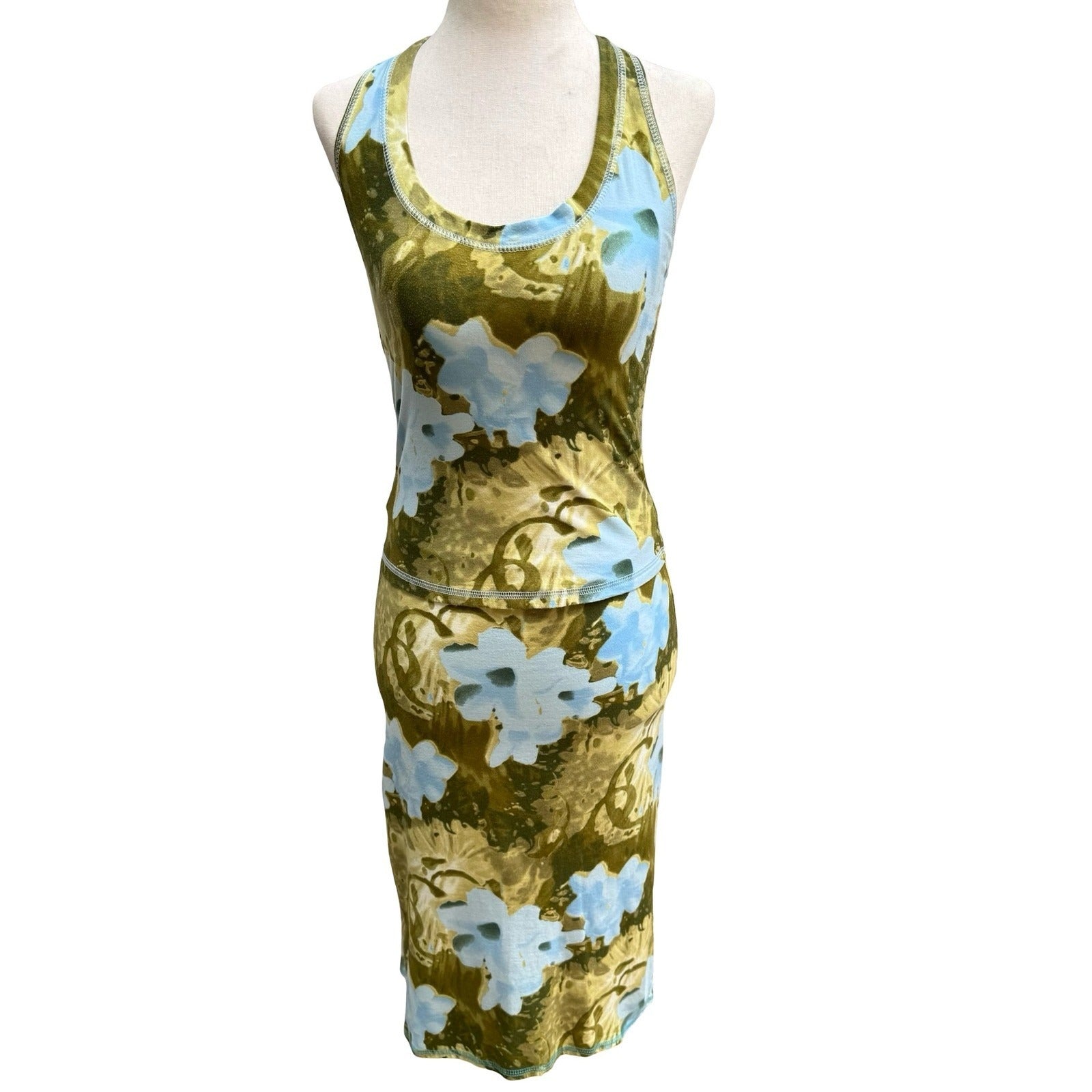 Jean Paul Gaultier Soleil French Vintage 90s Y2K Floral Halter Top Midi Skirt S