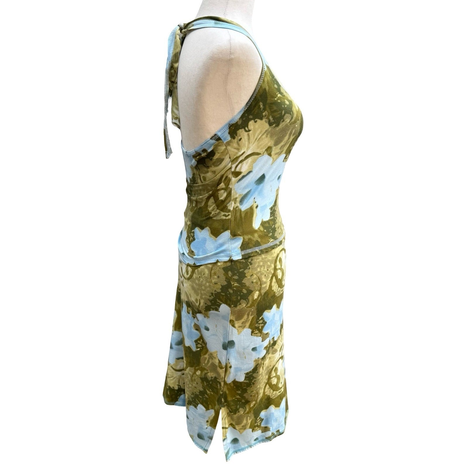 Jean Paul Gaultier Soleil French Vintage 90s Y2K Floral Halter Top Midi Skirt S