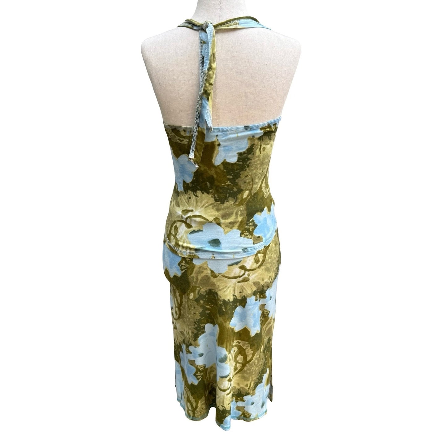 Jean Paul Gaultier Soleil French Vintage 90s Y2K Floral Halter Top Midi Skirt S