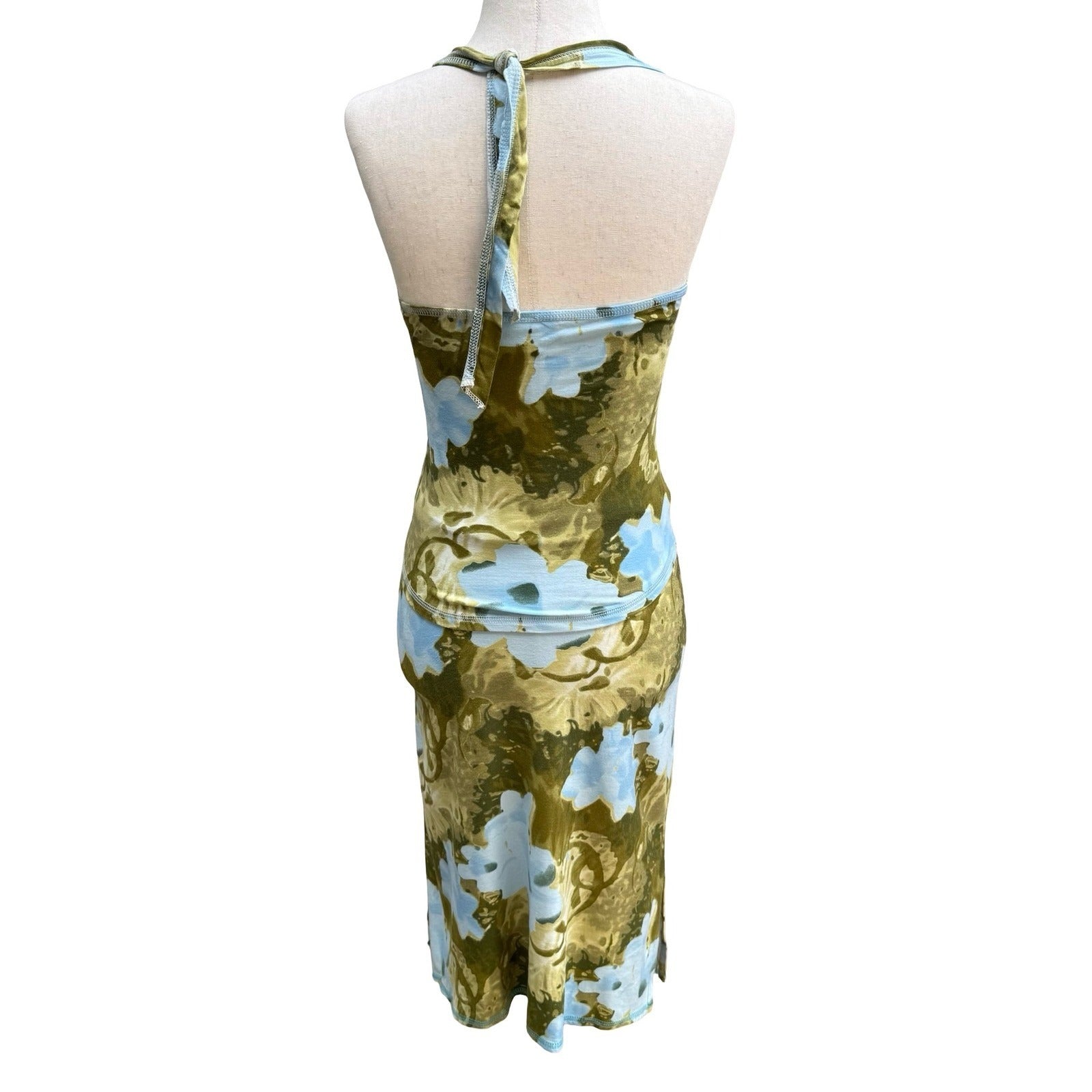 Jean Paul Gaultier Soleil French Vintage 90s Y2K Floral Halter Top Midi Skirt S