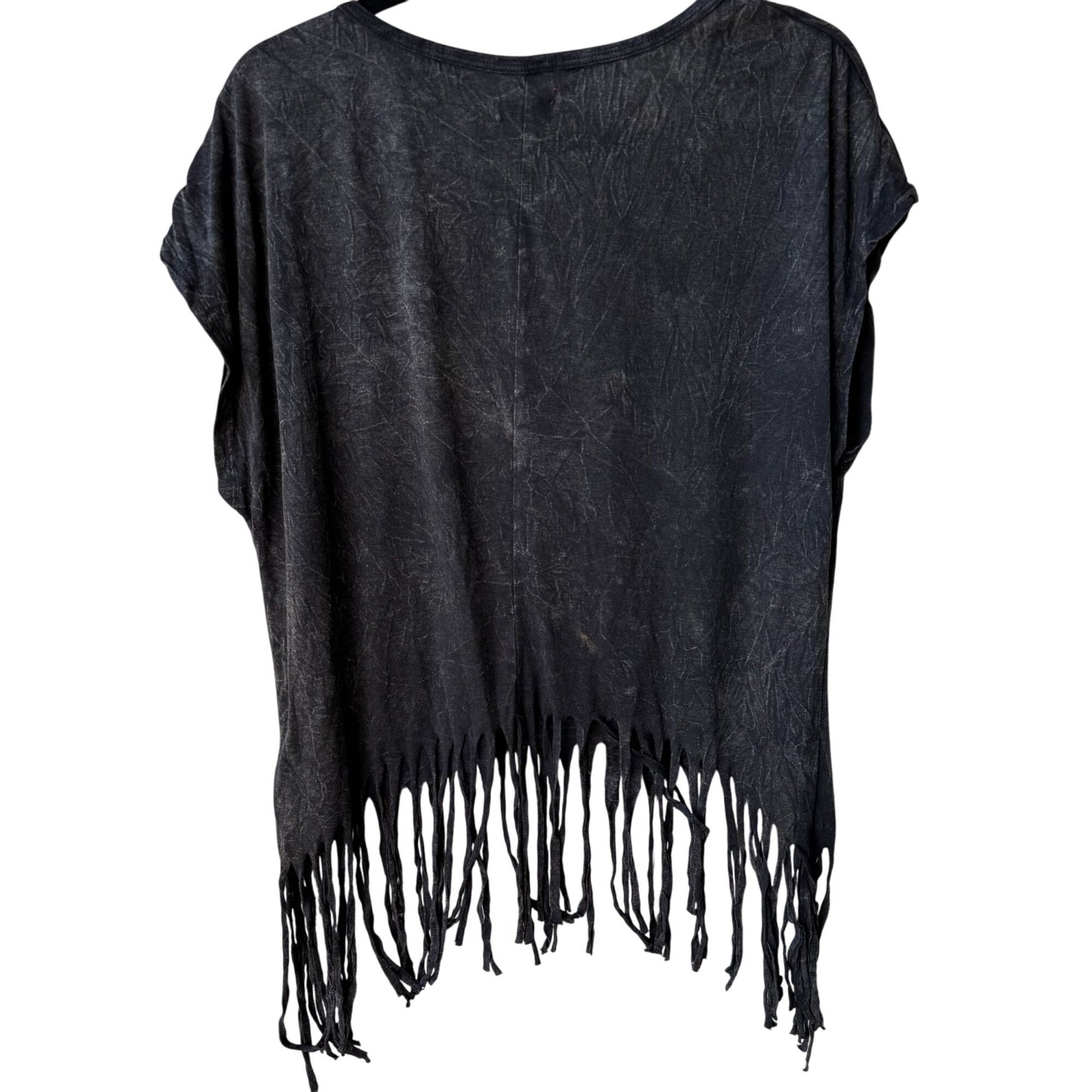 Bongo Vintage Y2K Boho Fringe Feather Peacock Rhinestone Festival Crop Top 1X