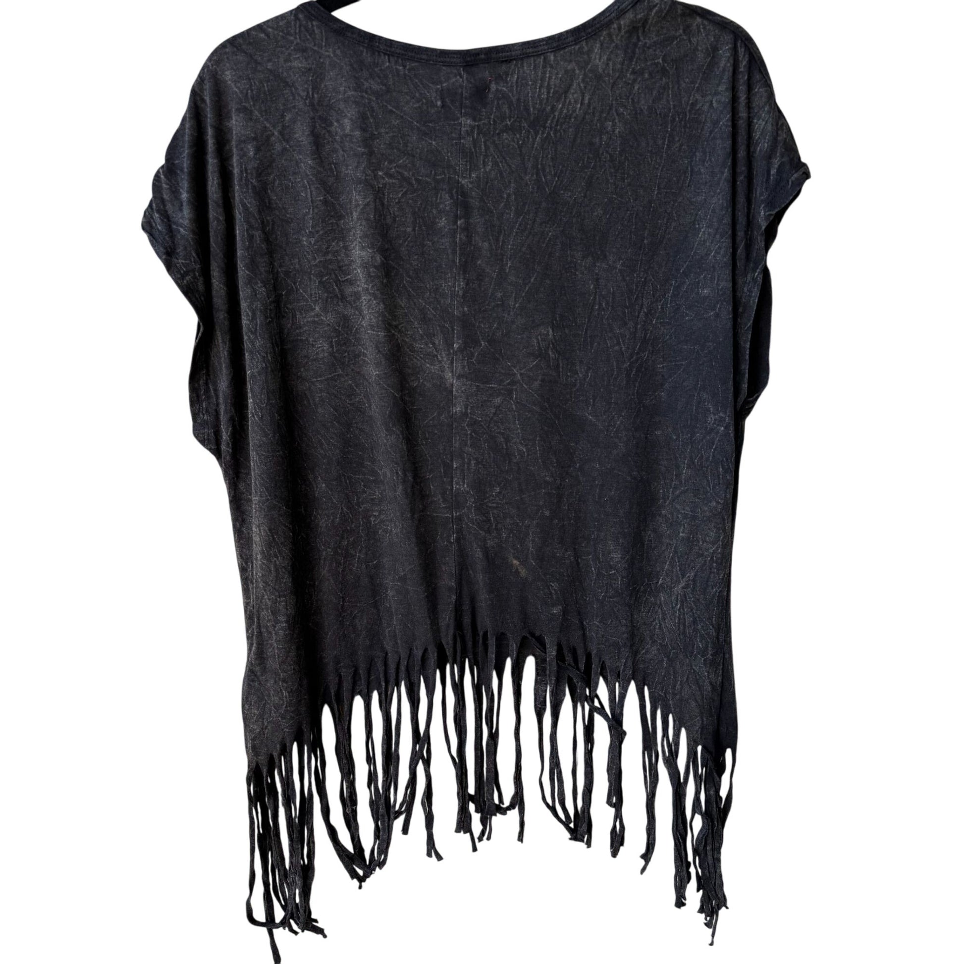 Bongo Vintage Y2K Boho Fringe Feather Peacock Rhinestone Festival Crop Top 1X