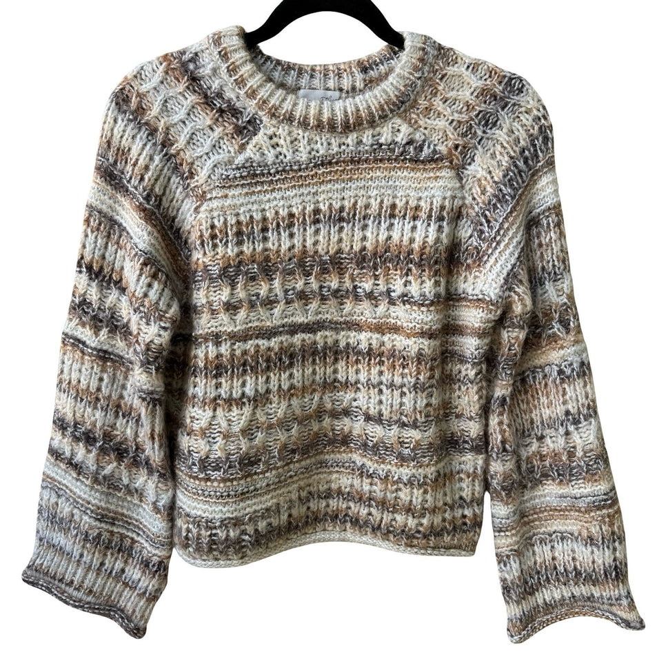 Universal Thread Chunky Space Dye Boho Knit Oversized Pullover Sweater Brown S