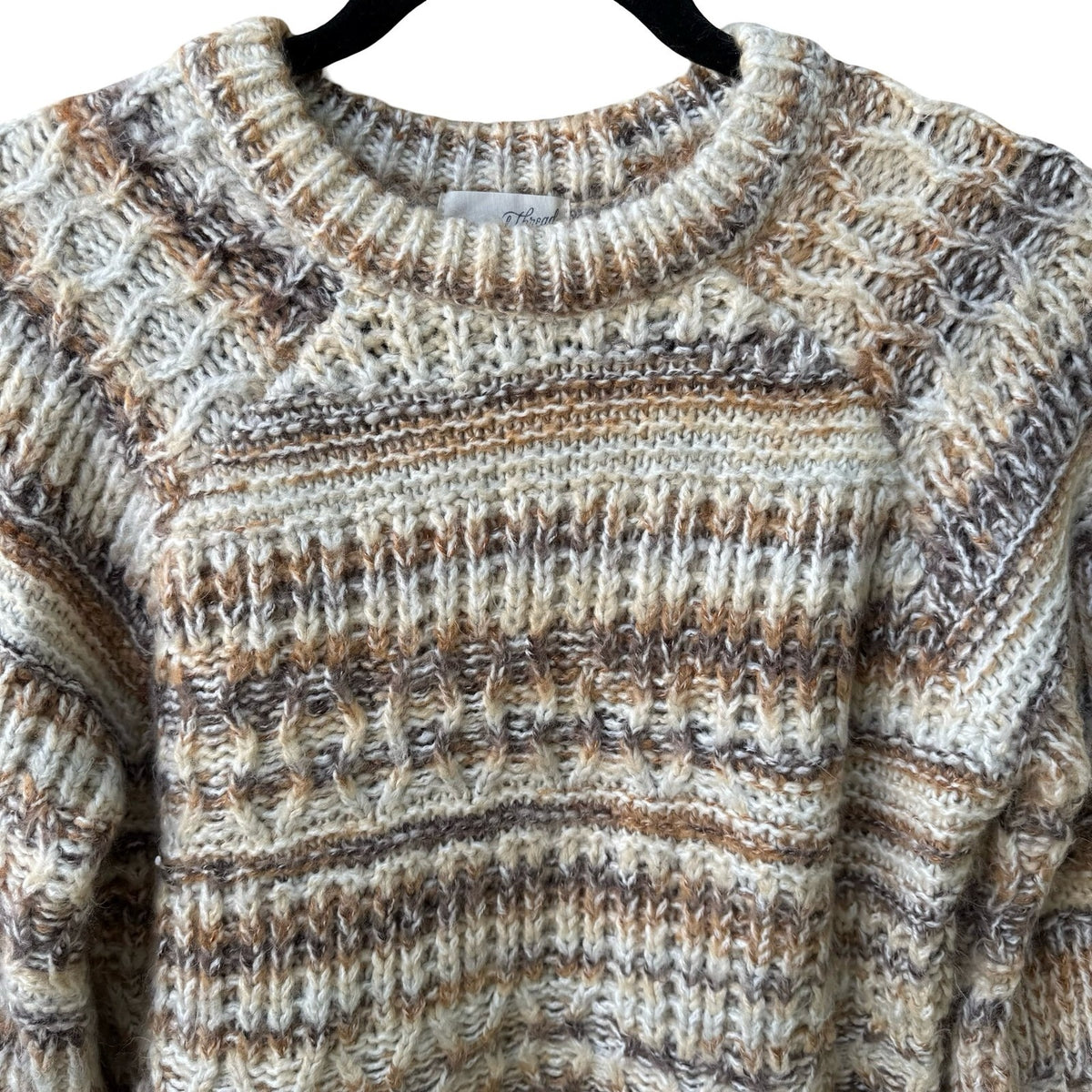 Universal Thread Chunky Space Dye Boho Knit Oversized Pullover Sweater Brown S