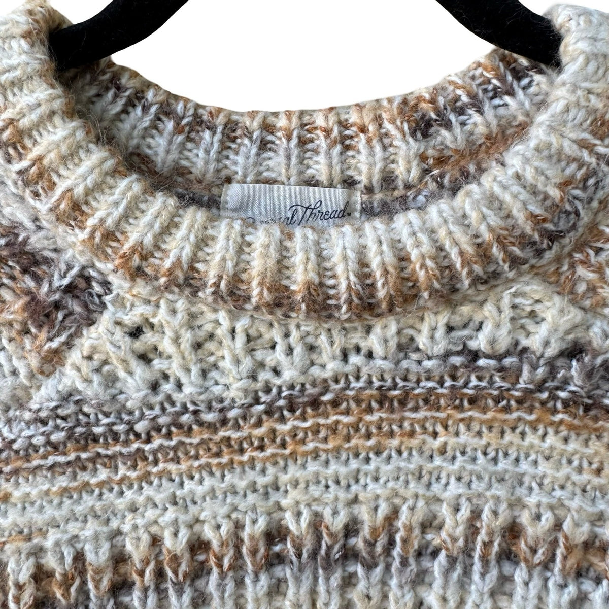 Universal Thread Chunky Space Dye Boho Knit Oversized Pullover Sweater Brown S