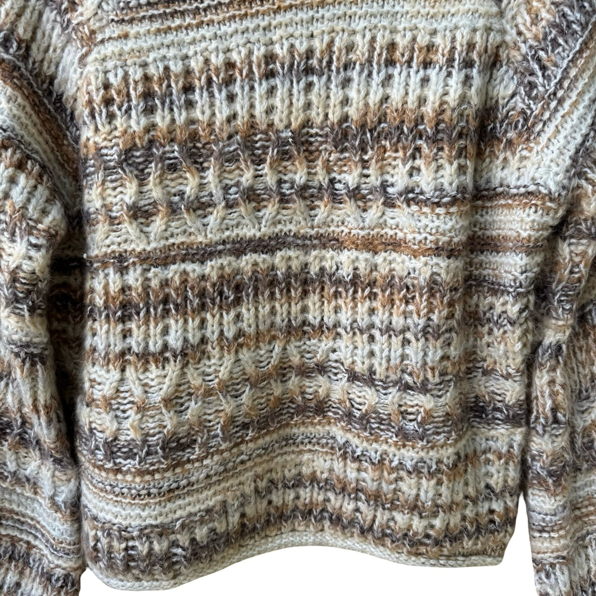 Universal Thread Chunky Space Dye Boho Knit Oversized Pullover Sweater Brown S