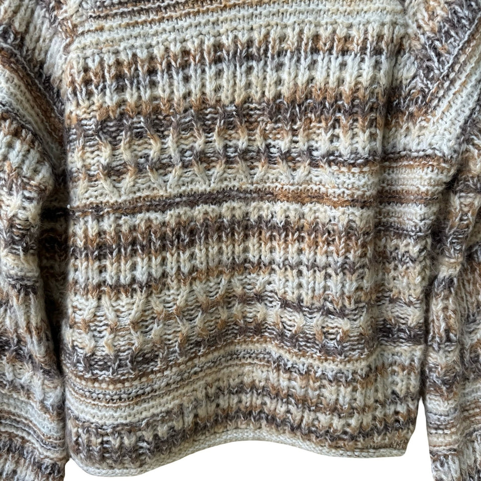 Universal Thread Chunky Space Dye Boho Knit Oversized Pullover Sweater Brown S