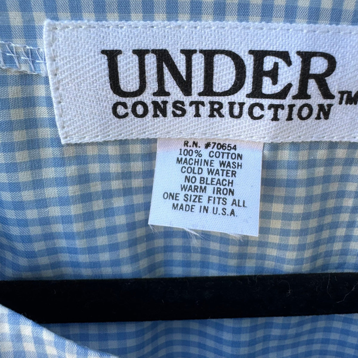 Under Construction Gingham Oversized Cotton Coastal Loungewear Sleep Top Blue OS