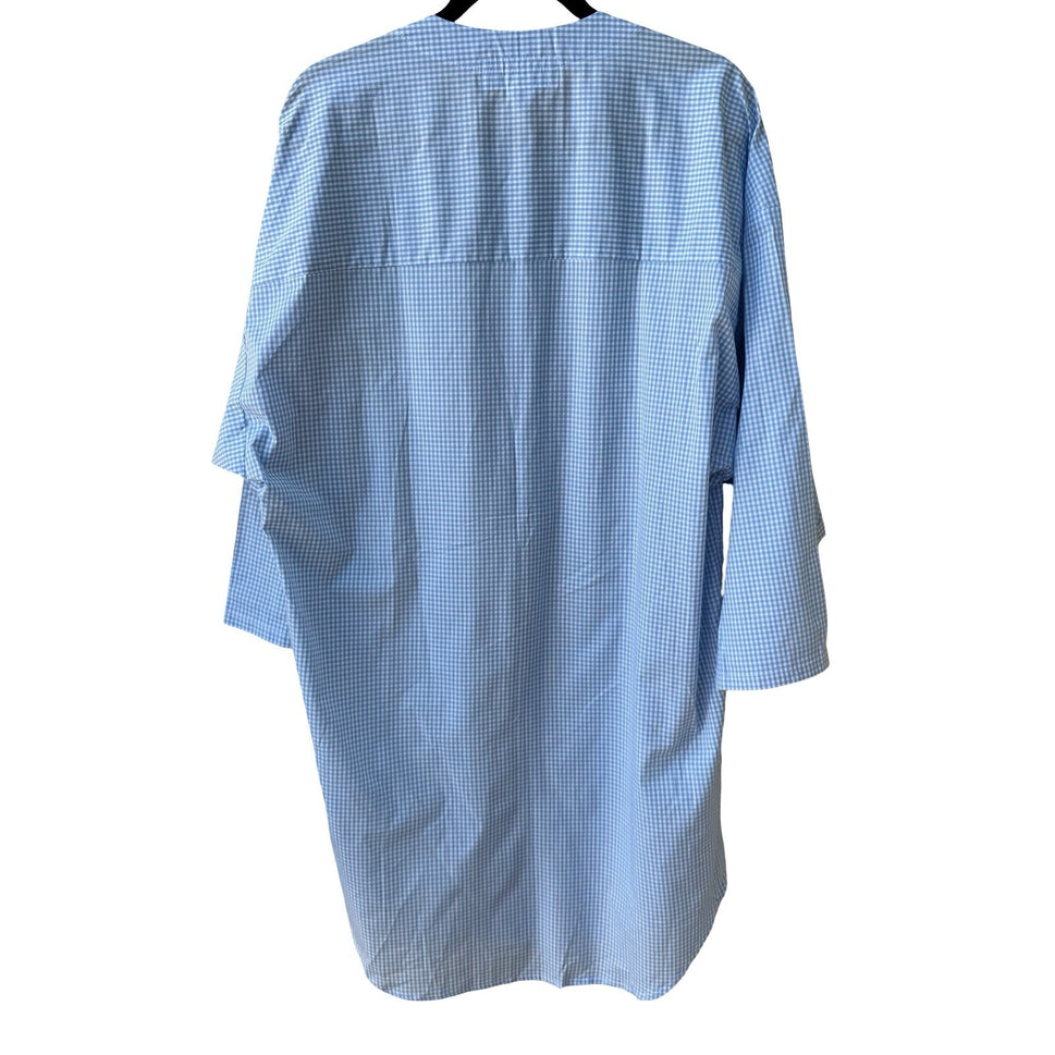Under Construction Gingham Oversized Cotton Coastal Loungewear Sleep Top Blue OS